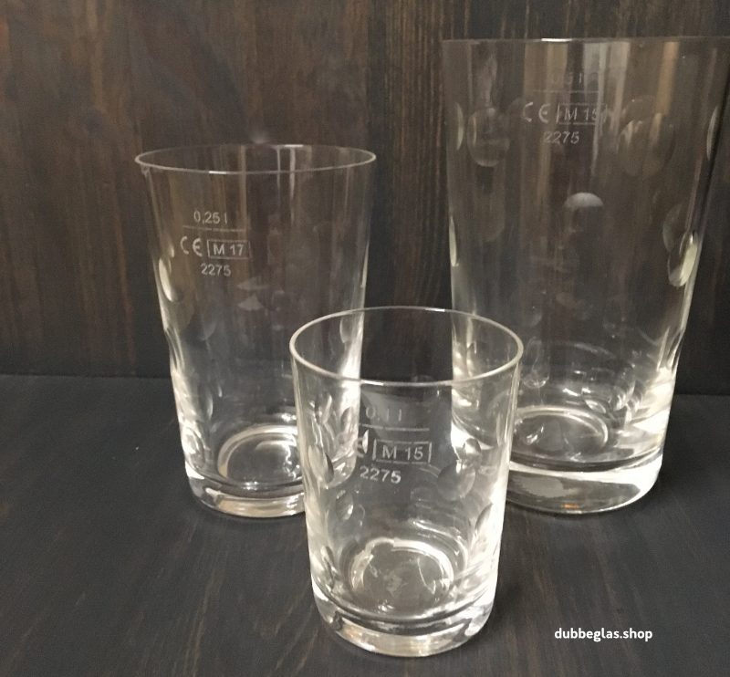 Dürkheimer Dubbeglas, geschliffen, 0,1 L, 0,25 L und 0,5 L