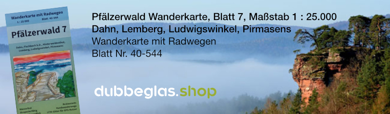 Pfälzerwald Wanderkarte für Dahn, Lemberg, Ludwigswinkel, Pirmasens