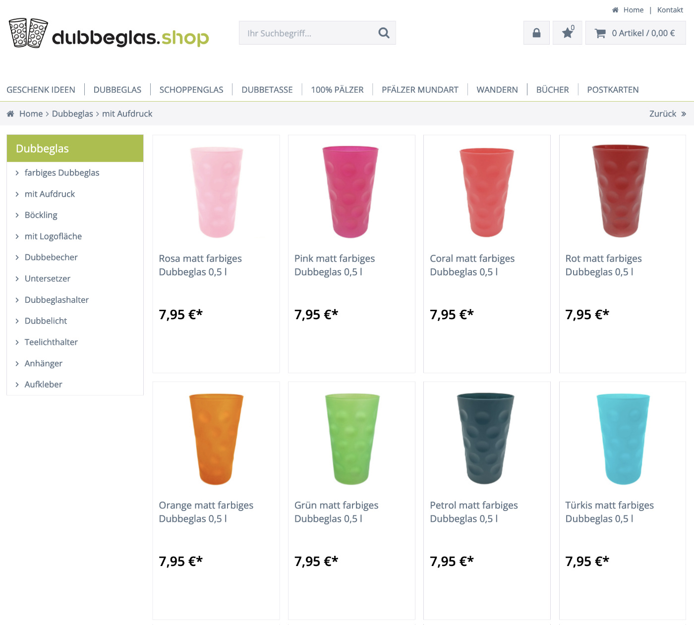 Farbige Dubbeglaeser gibt es im Dubbeglas Shop